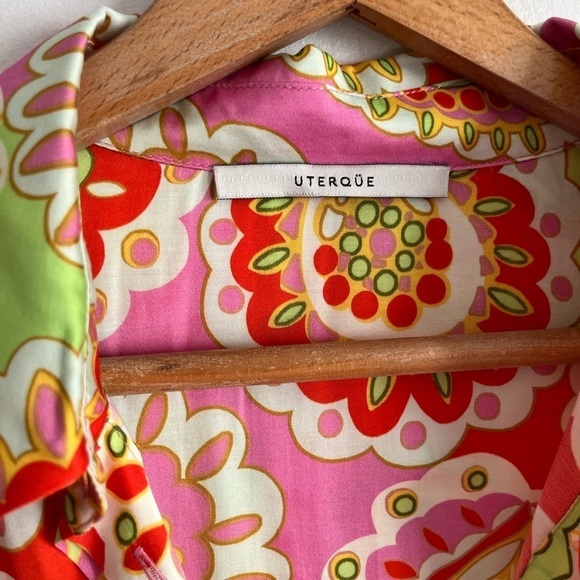 Uterque Retro Vintage Satin Multicolor Button Down Shirt - Picture 8 of 12